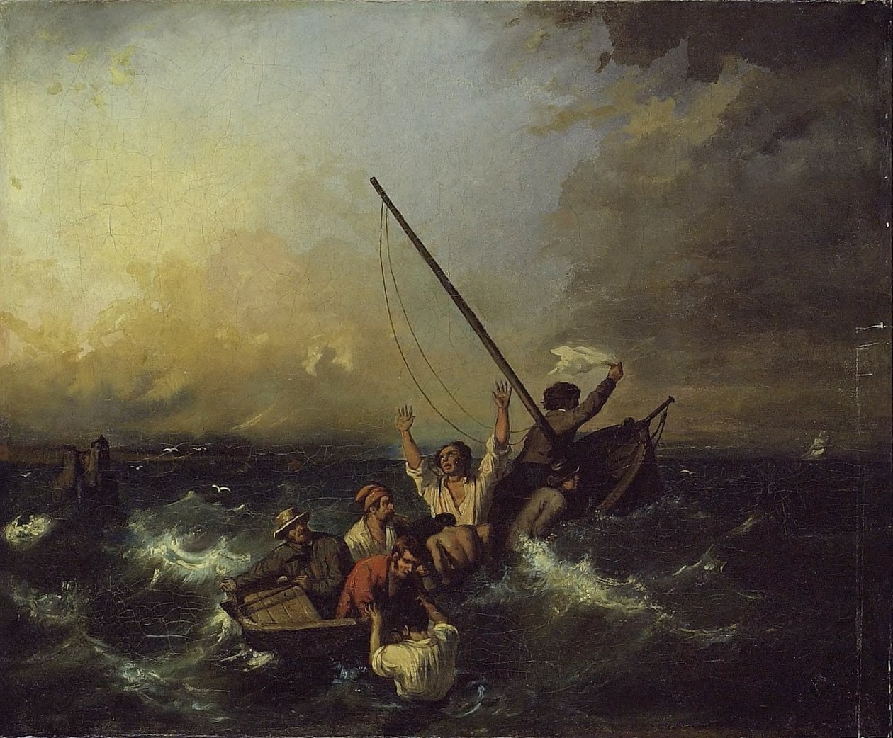 Naufrágio (óleo sobre tela) de Eugene (after) Isabey
