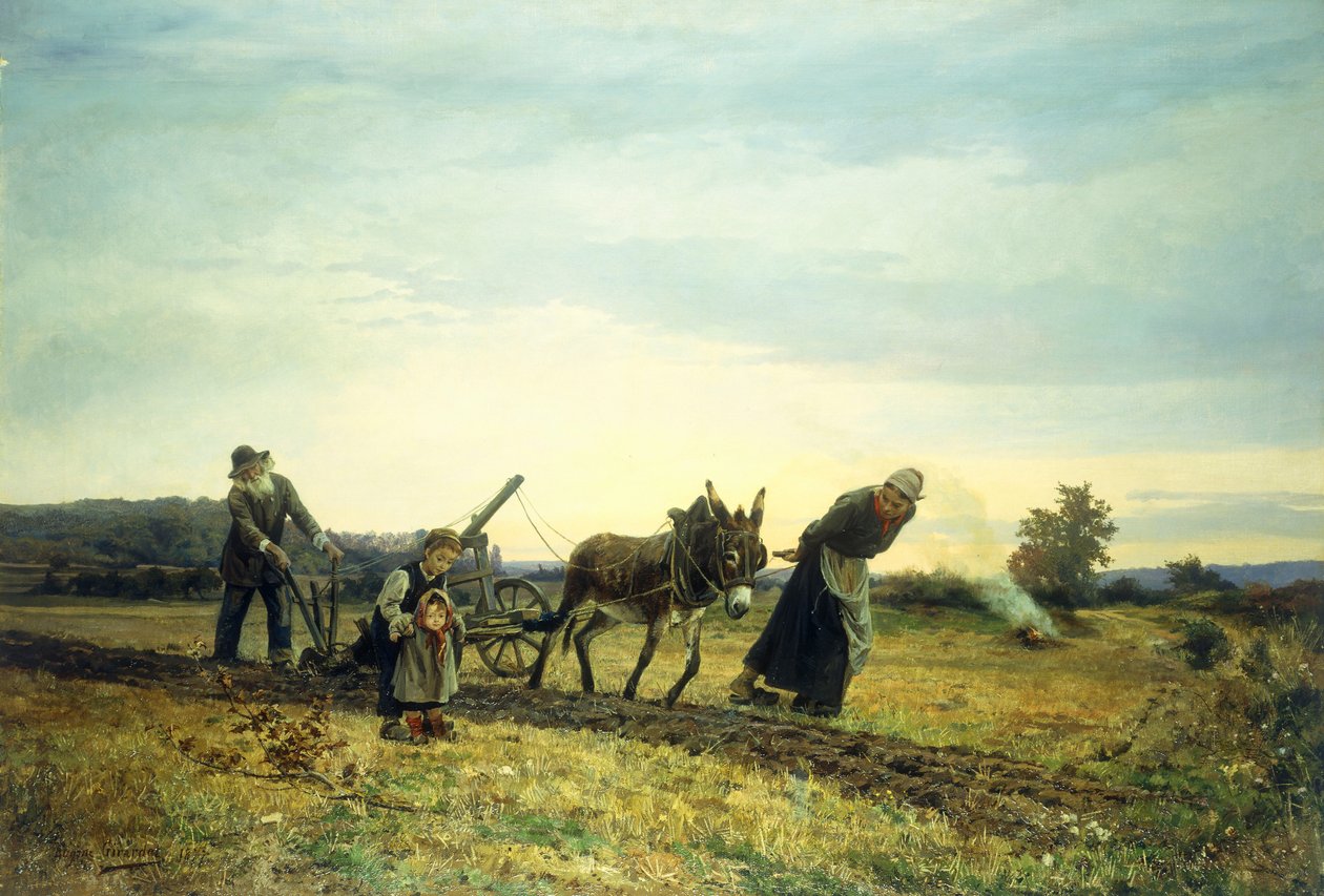 Arando os campos, 1877 de Eugene Alexis Girardet
