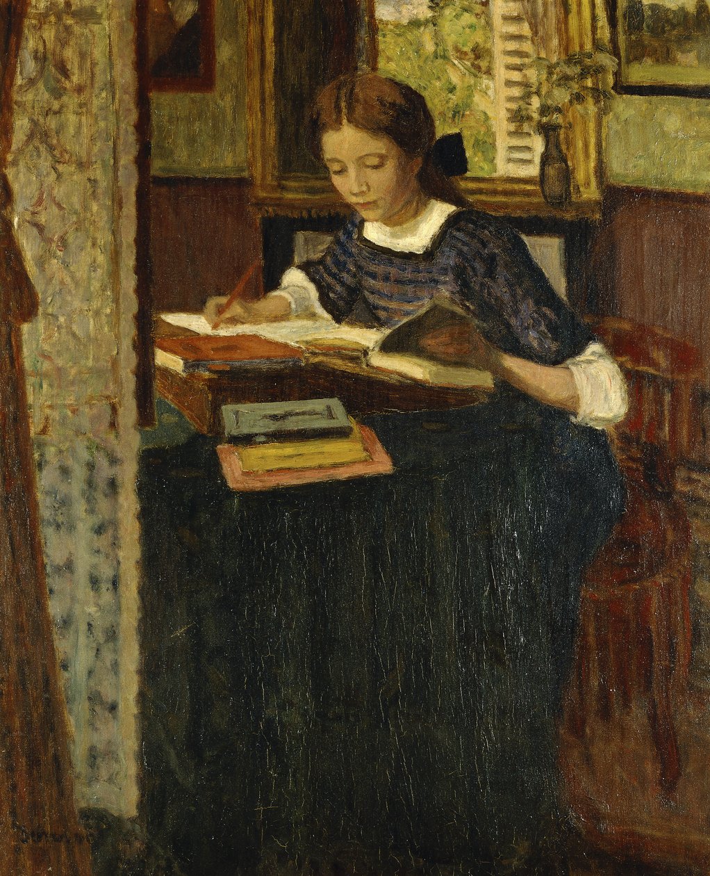 Escrita de menina; Jovem Escrita de Eugene Antoine Durenne