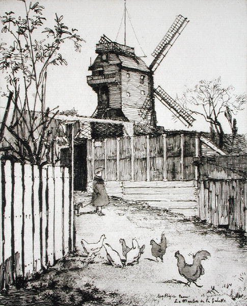 Moulin de la Galette, de "Du Ier au XXeme: Les Arondissements de Paris...", publicado em 1903 (gravura) de Eugene Bejot