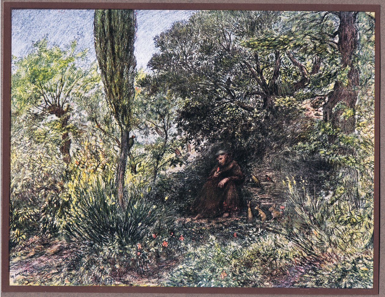 Um frade meditando na solidão, 1919 de Eugene Burnand