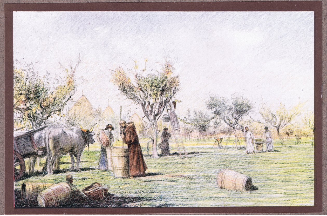 Frei Giles trabalhando na vinha, 1919 de Eugene Burnand