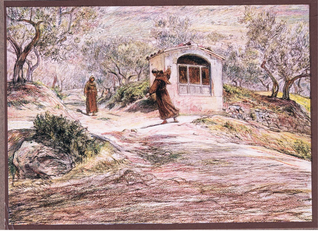 São Francisco faz o frei Masseo virar muitas vezes para encontrar o caminho que deve percorrer, 1919 de Eugene Burnand