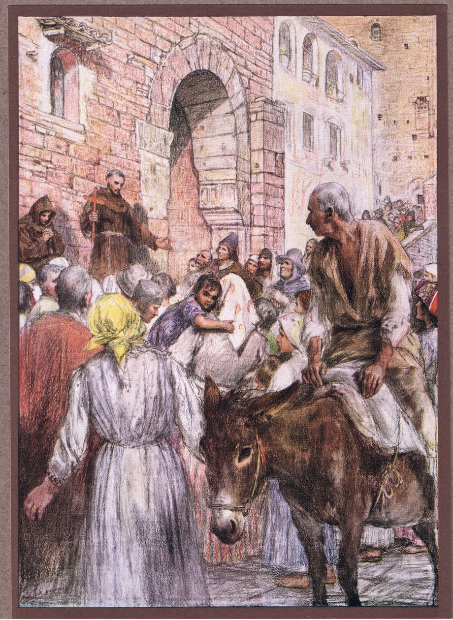 São Francisco pregando em Bolonha, 1919 de Eugene Burnand
