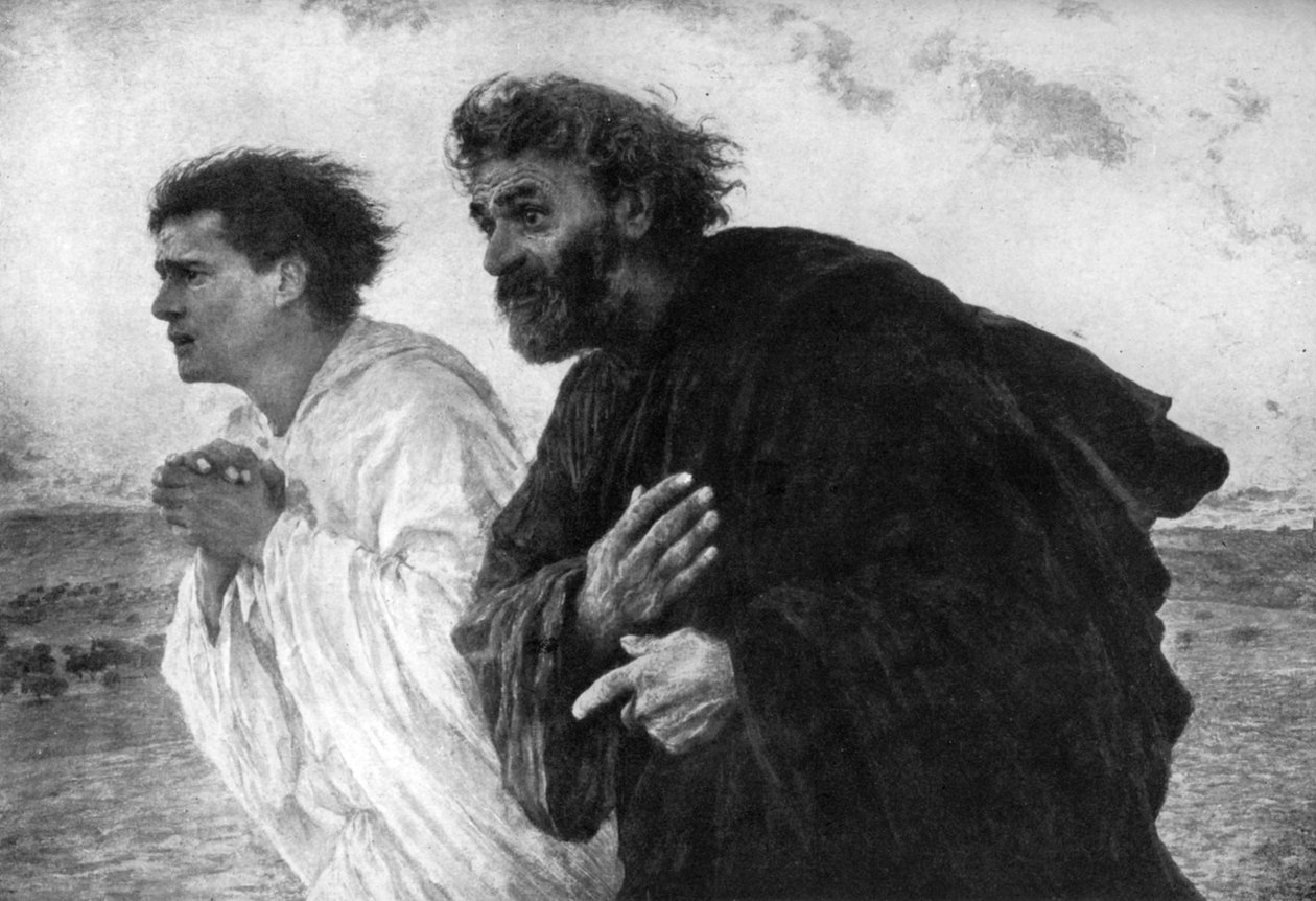 Os apóstolos Pedro e João na manhã da ressurreição, 1926. de Eugene Burnand