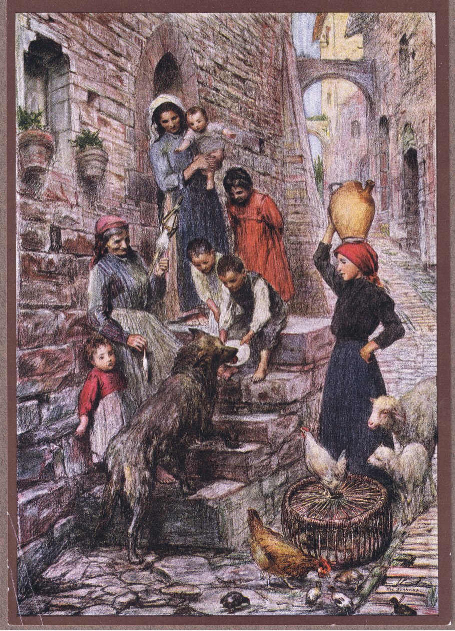 O lobo de Gubbio após sua conversão, 1919 de Eugene Burnand