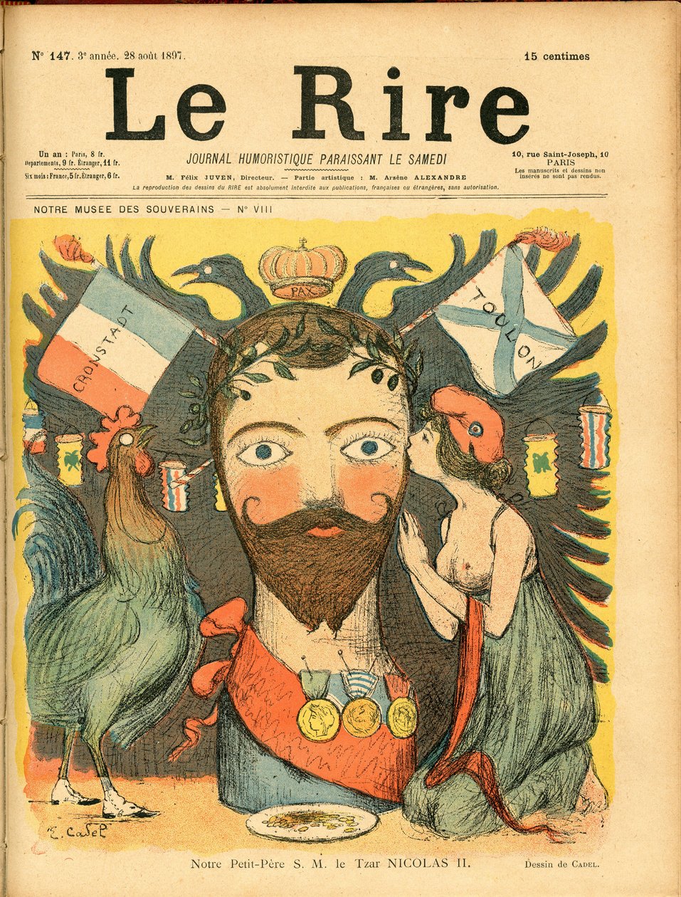 Capa de “”Le Lire””, Satírica em cores de Eugene Cadel