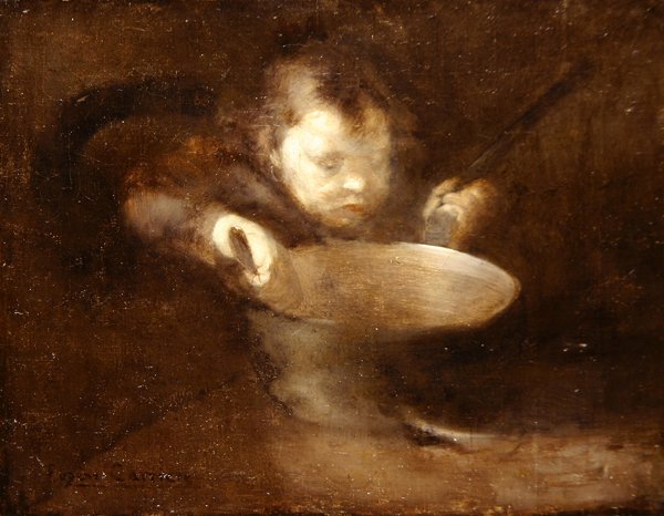 Criança na caçarola (óleo sobre tela) de Eugène Carrière