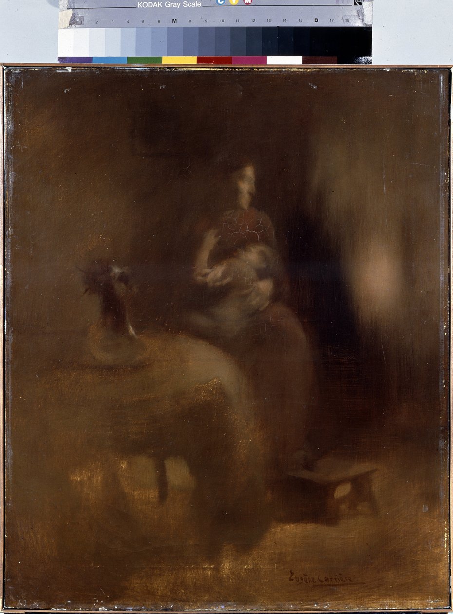 Mulher com bebê no colo. Pintura de Eugene Carriere (1849-1906) de Eugène Carrière