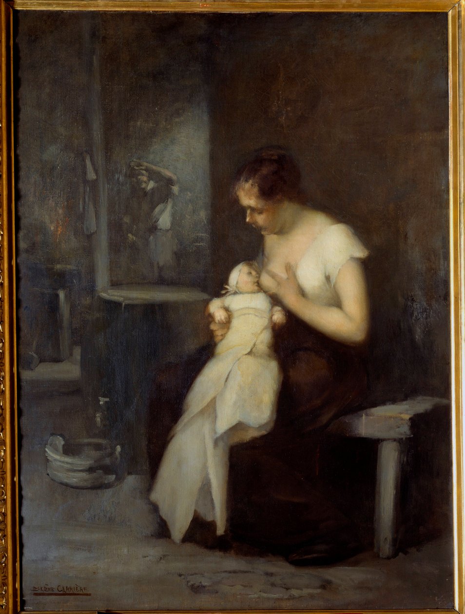 Pintura de Enfermagem por Eugene Carriere (1849-1906) 1879 Sun. 0,81x0,59 m Rouen, Musee des Beaux Arts de Eugène Carrière