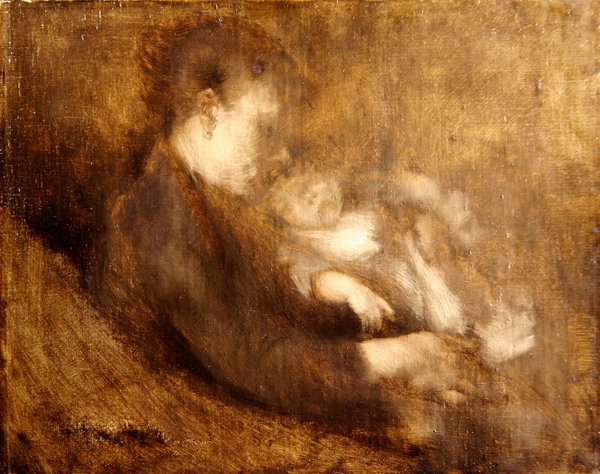 Mulher e Criança (óleo sobre tela) de Eugène Carrière