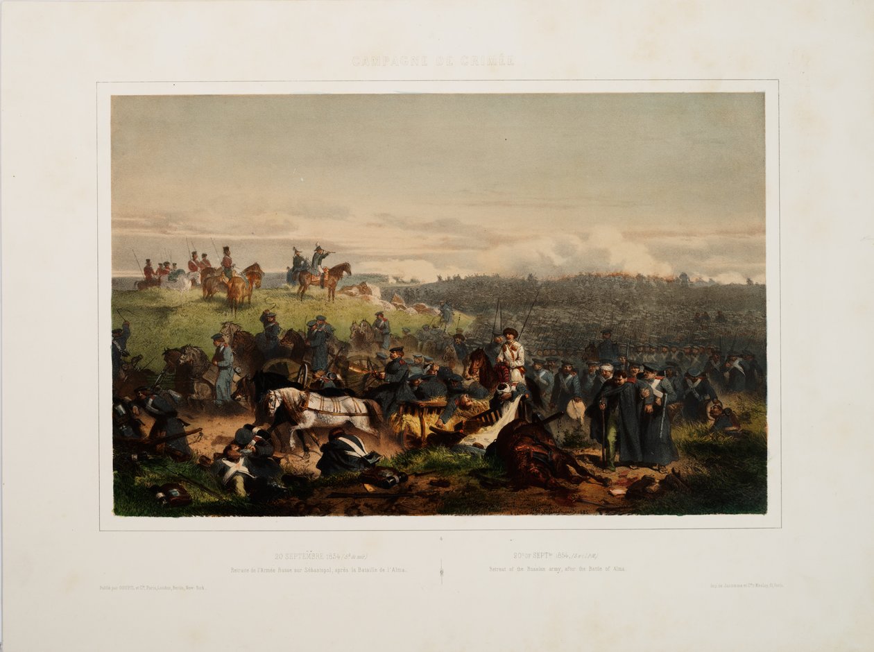 20 de setembro de 1854. Retiro do exército russo após a batalha da Alma, 1855. de Eugene Charles Francois Guerard