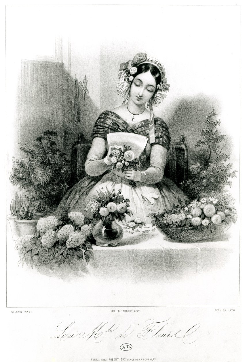 O vendedor de flores, c. 1840 de Eugene Charles Francois Guerard