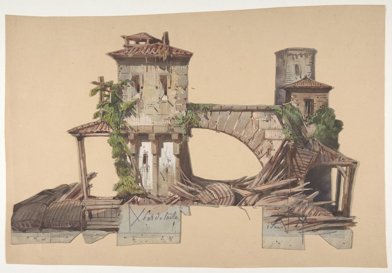 Projeto para um cenário na Ópera, Paris, 1830-90. de Eugene Ciceri