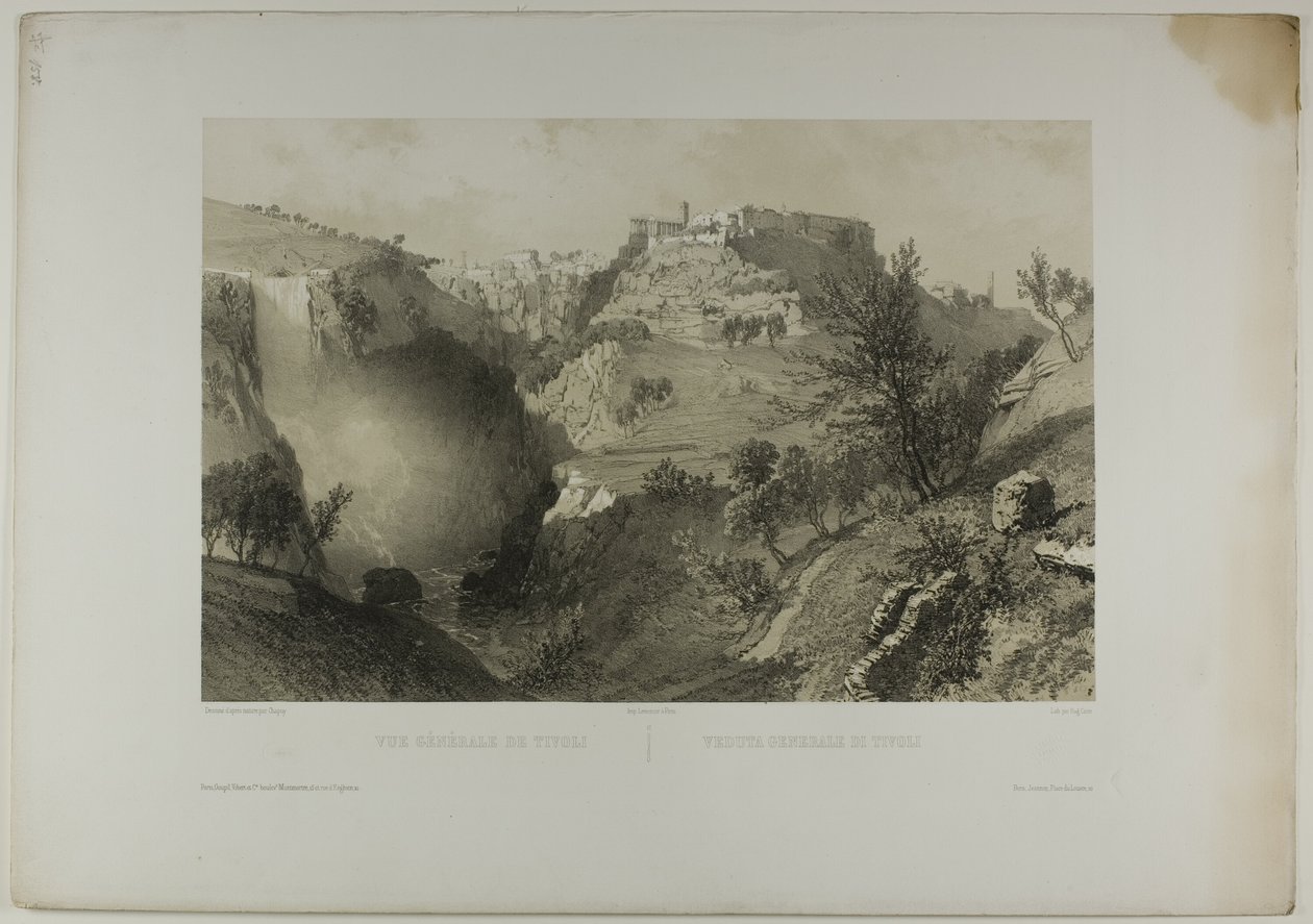 Vista geral de Tivoli, placa dezessete de Italie Monumentale et Pittoresque de Eugene Ciceri
