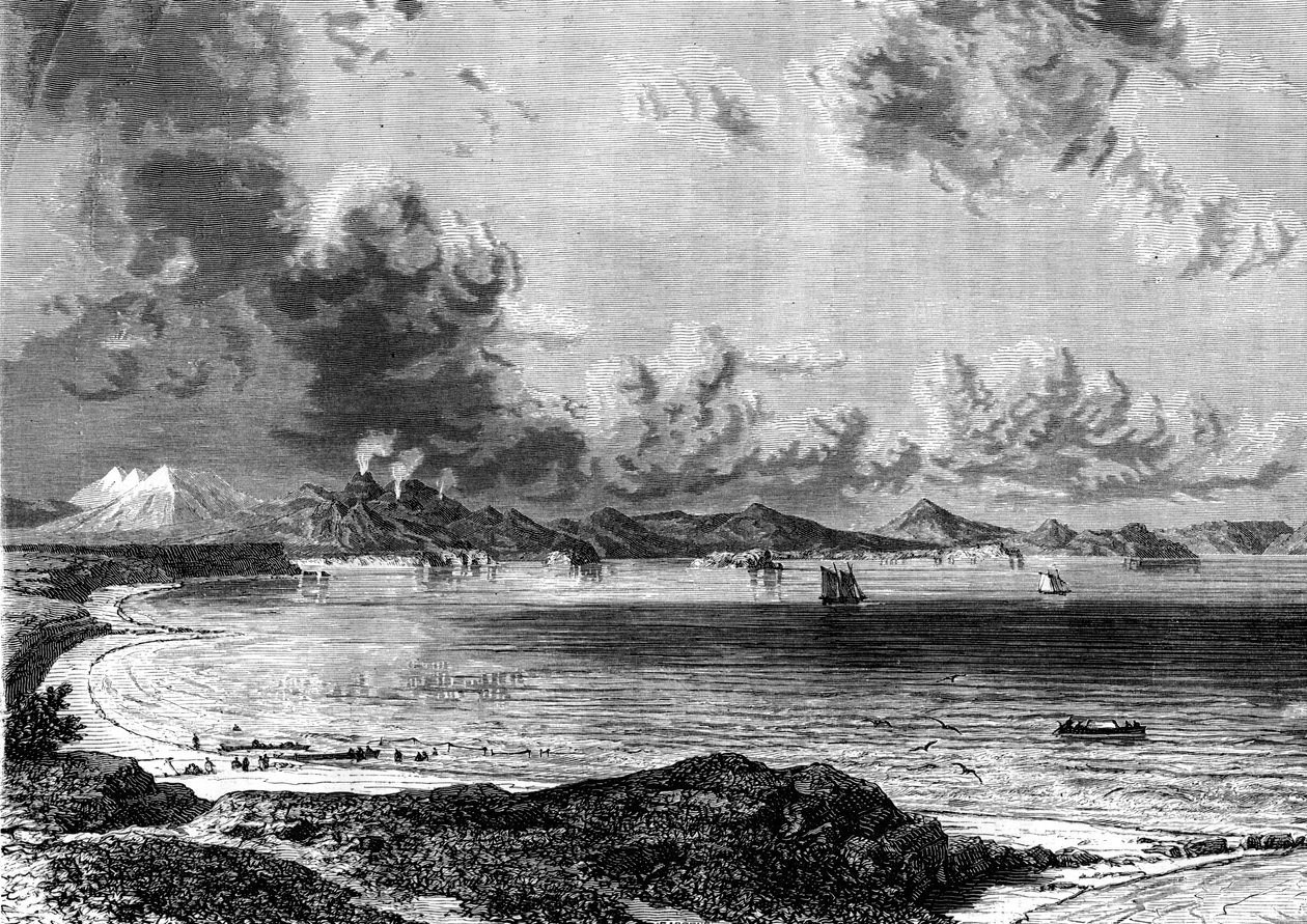 Lago Taupo, ilha norte, Nova Zelândia, 1886. de Eugene Ciceri