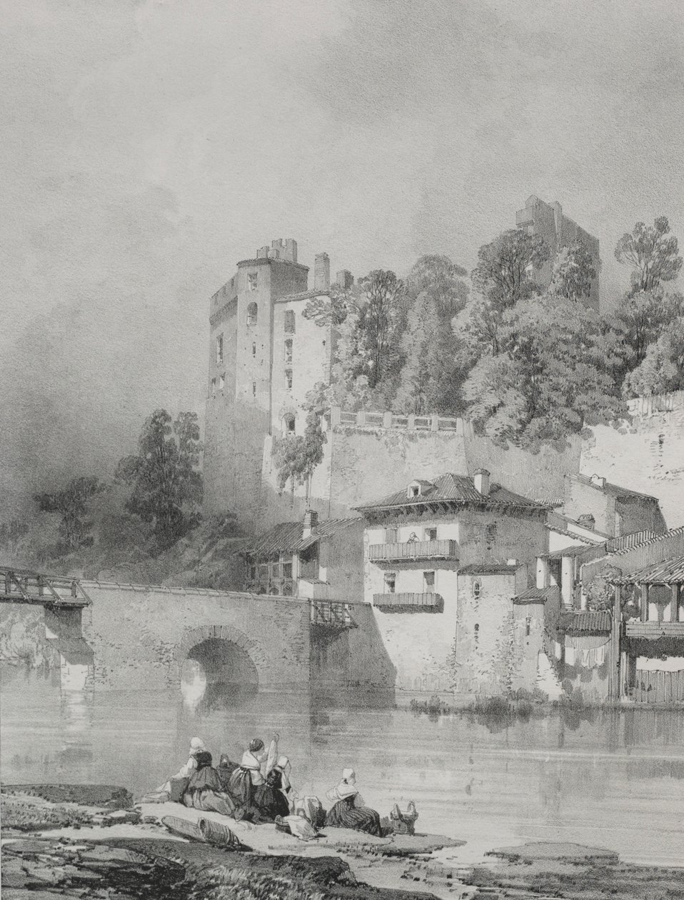 Viagens pitorescas e românticas na velha França. Bretanha: Castelo de Clisson. de Eugene Ciceri