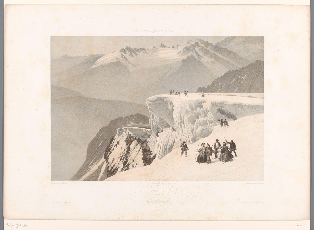 Os caminhantes no cume do Monte Buet
Le sommet du Buet (título sobre o objecto)
Vistas da Suíça, Sabóia e Tirol (título da série)
La Suisse, la Savoie et le Tyrol (título da série sobre o objecto) de Eugene Ciceri