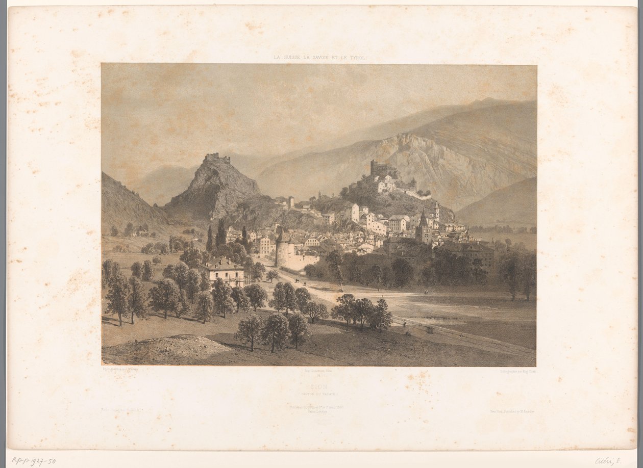 Vista de Sion no vale do Ródano
Sion (título sobre o objecto)
Vistas da Suíça, Sabóia e Tirol (título da série)
La Suisse, la Savoie et le Tyrol (título da série sobre o objecto) de Eugene Ciceri