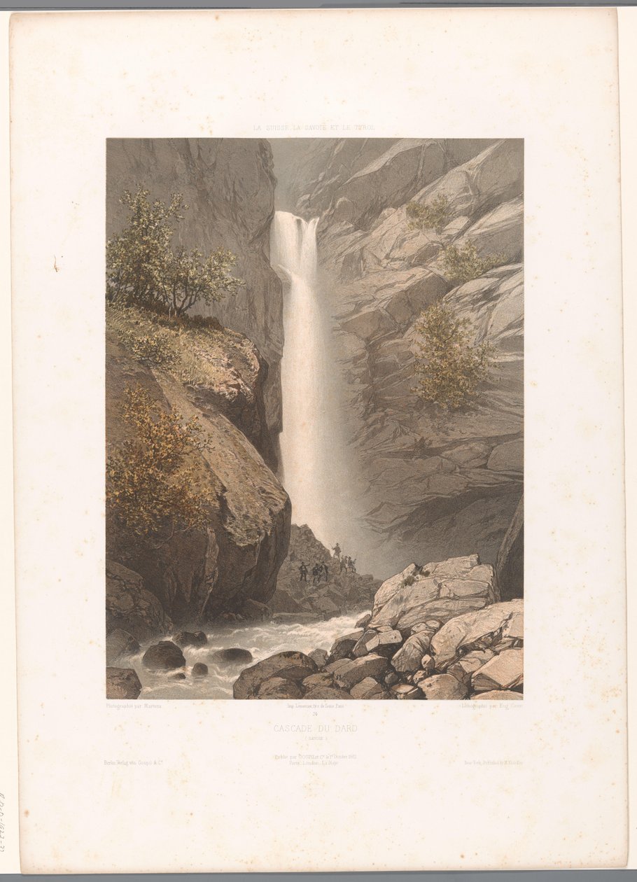 Vista da cascata do Dard
Cascade du Dard (título sobre o objecto)
Vistas da Suíça, Sabóia e Tirol (título da série)
La Suisse, la Savoie et le Tyrol (título da série sobre o objecto) de Eugene Ciceri
