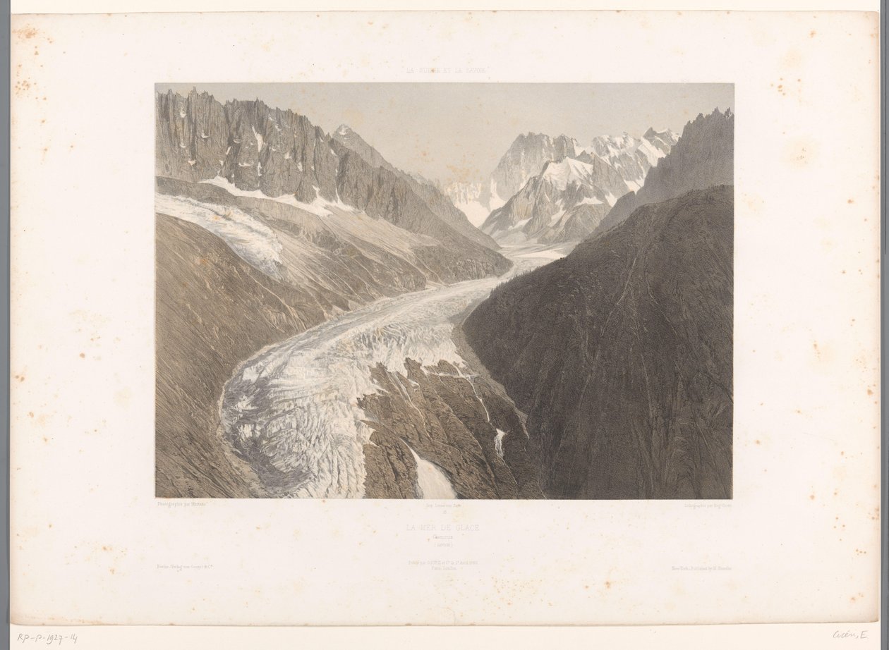 Vista do glaciar Mer-de-Glace em Chamonix
La Mer de Glace, Chamonix (título sobre o objecto)
Vistas da Suíça e da Sabóia (título da série)
La Suisse et la Savoie (título da série sobre o objecto) de Eugene Ciceri