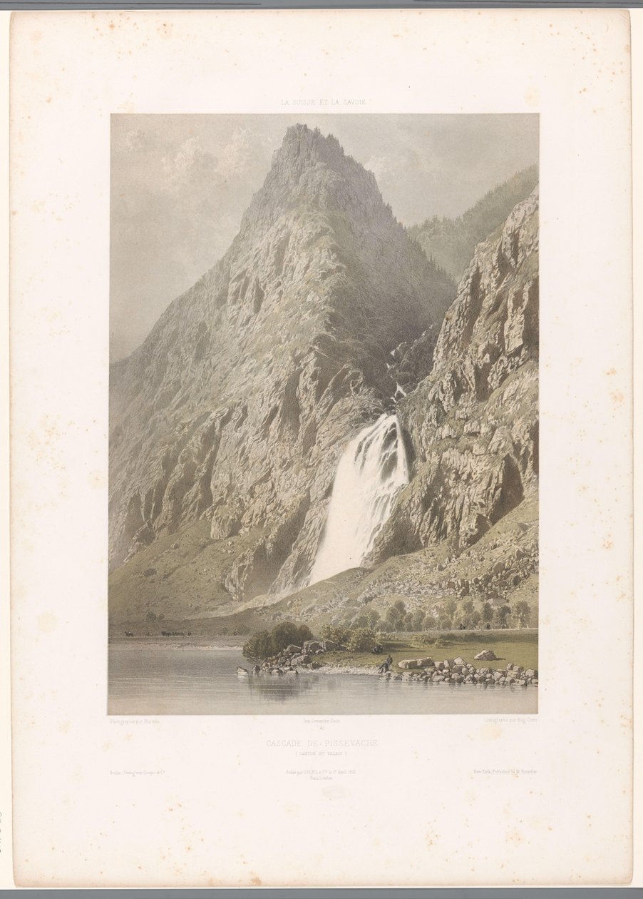 Vista da cascata de Pissevache
Cascade de Pissevache (título sobre o objecto)
Vistas da Suíça e da Sabóia (título da série)
La Suisse et la Savoie (título da série sobre o objecto) de Eugene Ciceri