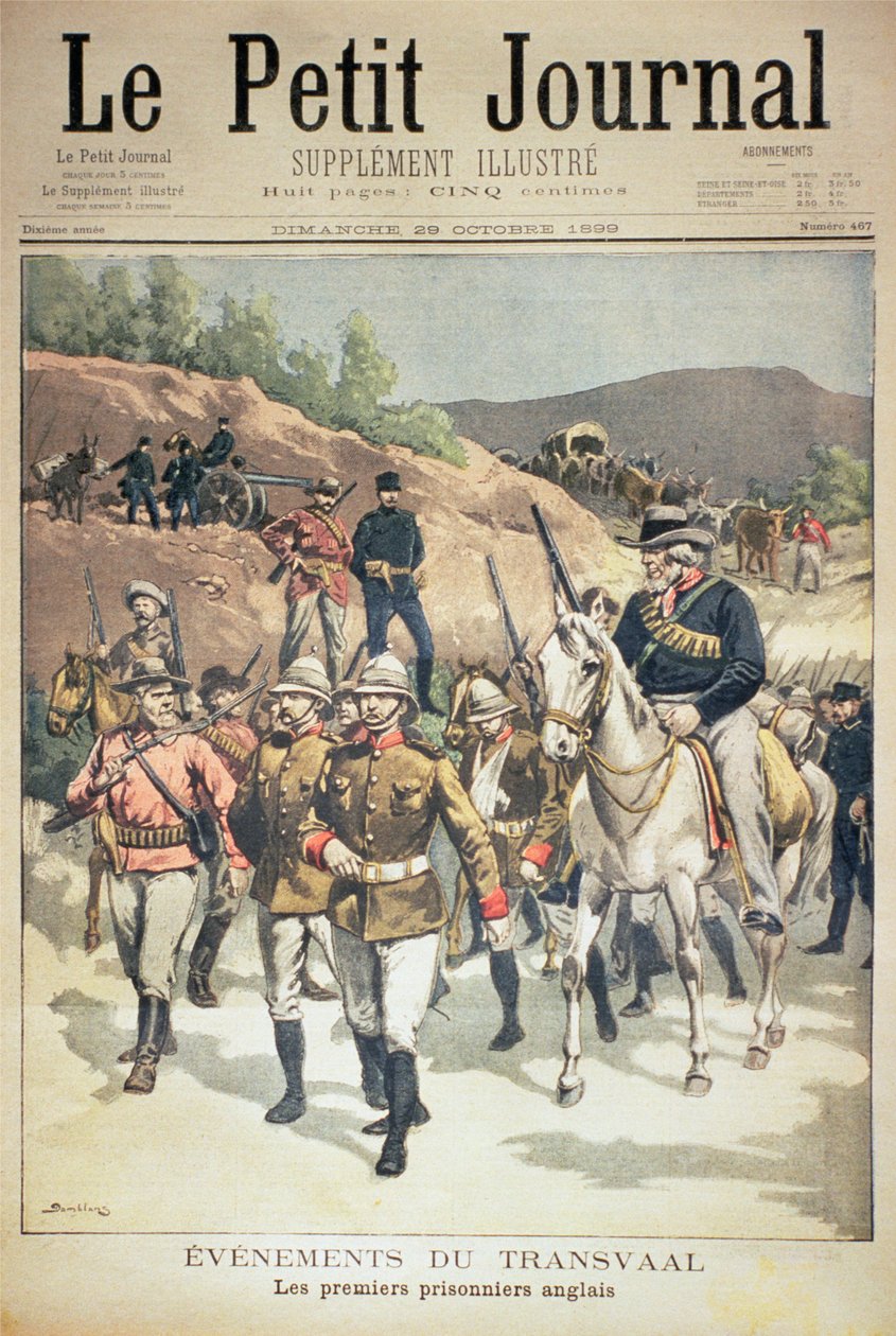 Eventos no Transvaal: os Primeiros Prisioneiros Ingleses, capa do Le Petit Journal, 29 de outubro de 1899 de Eugene Damblans