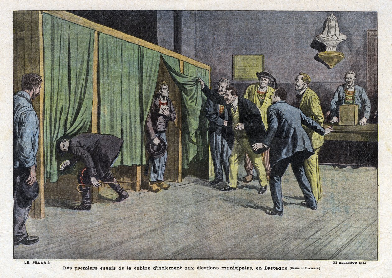 Primeiros testes da cabine de isolamento durante as eleições na Bretanha de Eugene Damblans