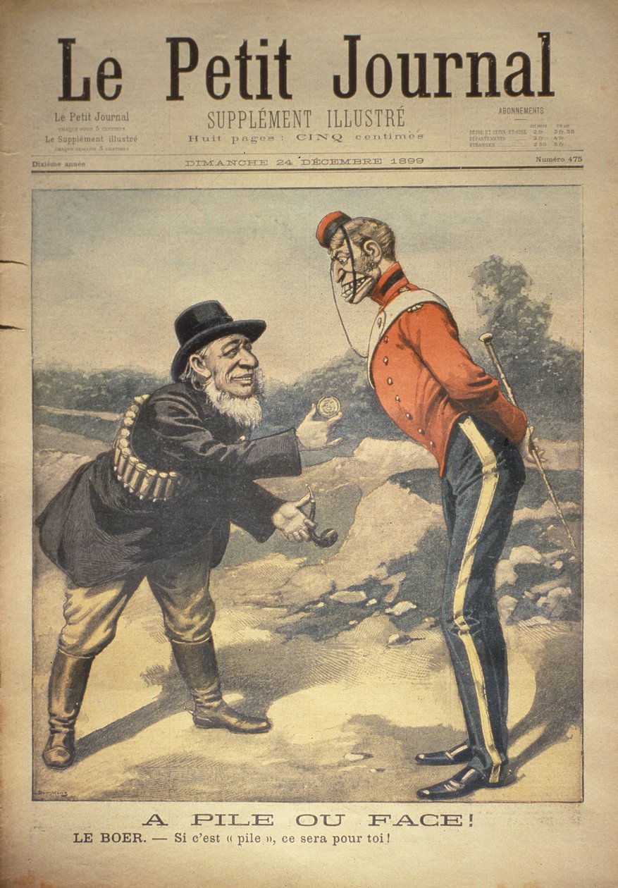 Cara ou Corôa! The Boer: - Se o seu rabo é para você !, capa do Le Petit Journal, 24 de dezembro de 1899 de Eugene Damblans