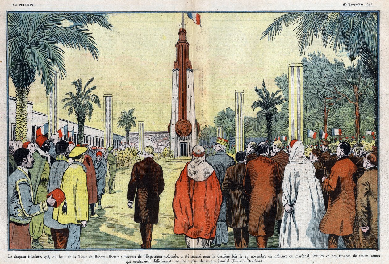 a bandeira tricolor, que flutuou do topo da Torre de Bronze acima da Exposição Colonial, foi trazida pela última vez em 15 de novembro de Eugene Damblans