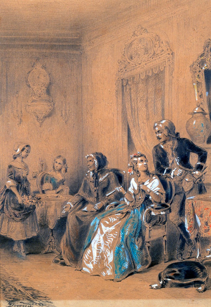Cena interna, c1815-1865 de Eugene Deveria