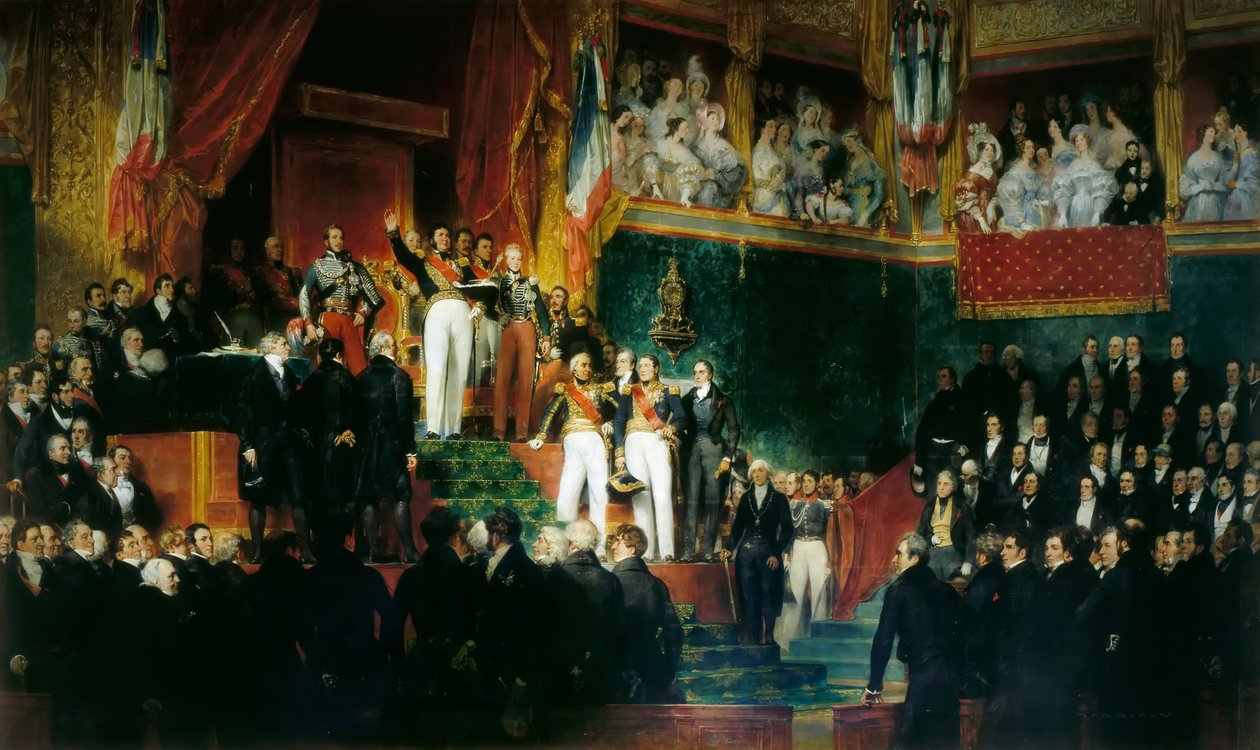 Louis-Philippe I é empossado como rei perante a Câmara dos Deputados, 9 de agosto de 1830 de Eugene Deveria
