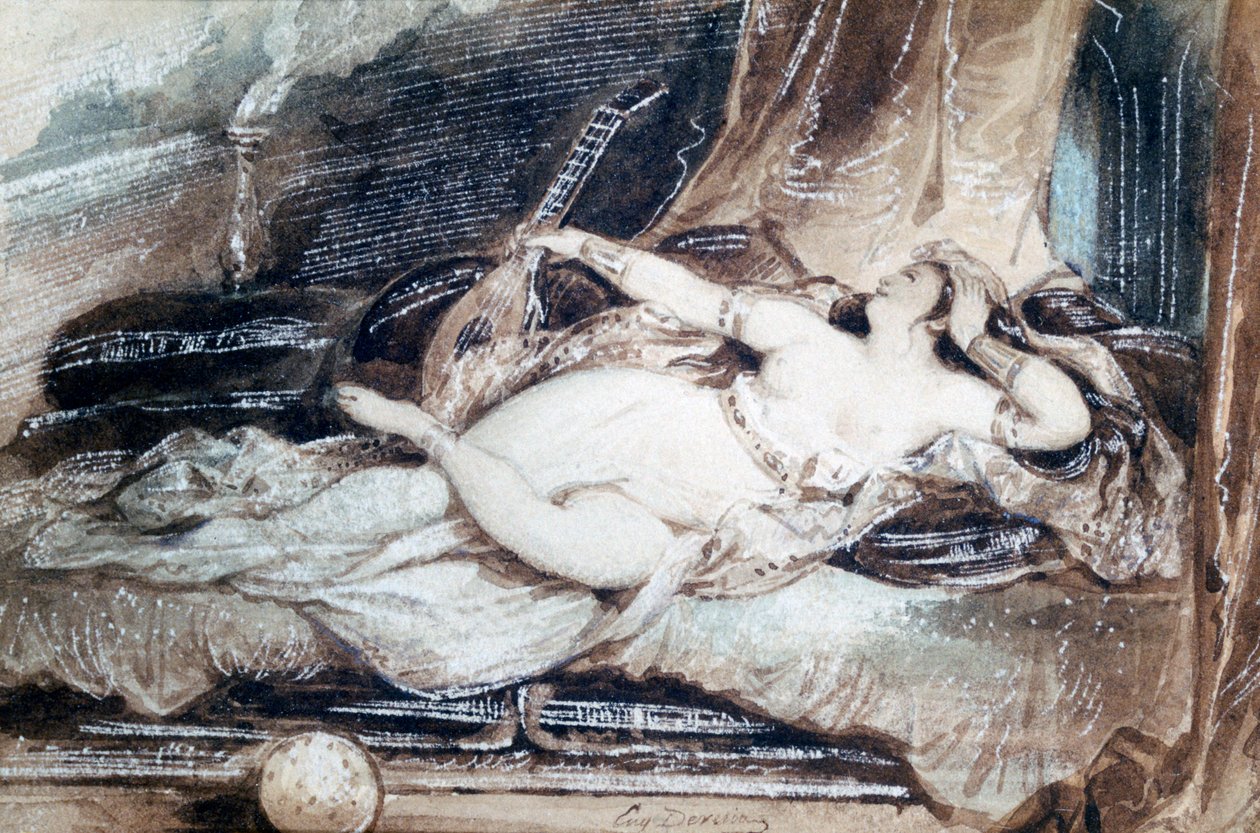 Odalisque Couchee, c1815-1865 de Eugene Deveria