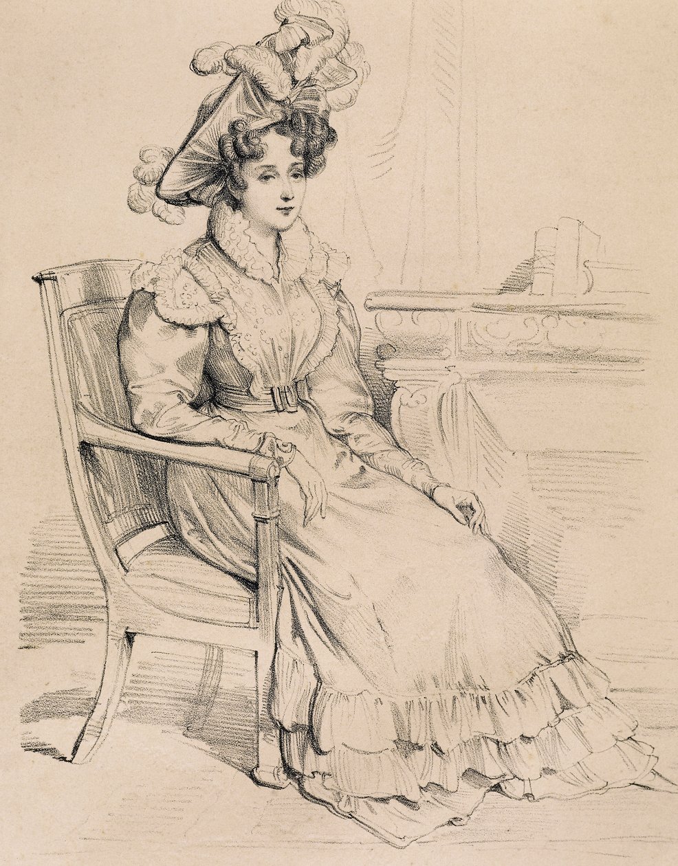 Retrato de Harriet Smithson, atriz irlandesa e primeira esposa do compositor francês Hector Berlioz de Eugene Deveria