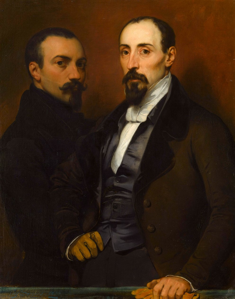 Auto-retrato com seu filho Achille, 1836. de Eugene Deveria