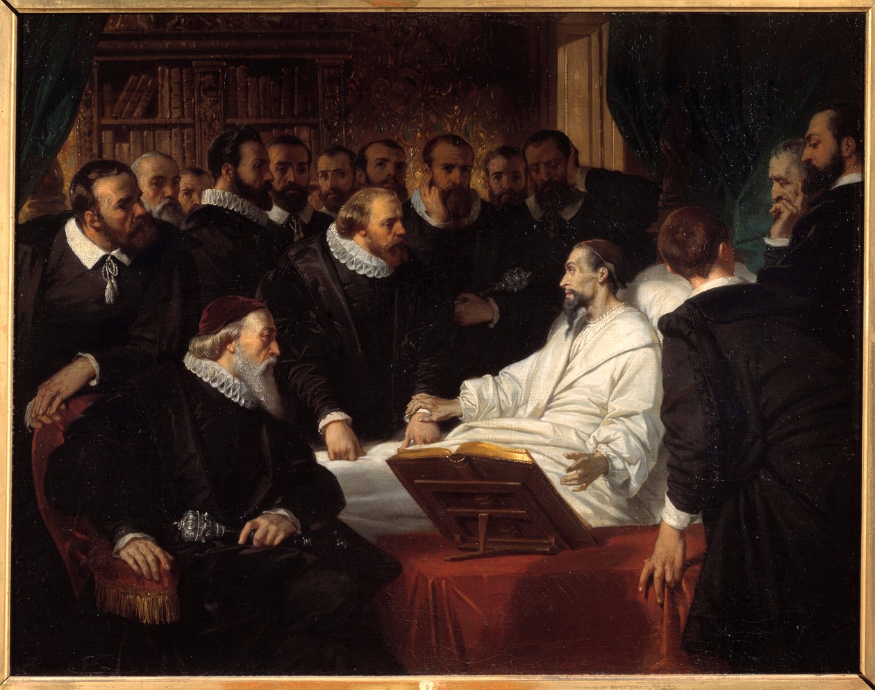 A Morte de Jean Calvin (1509-1564) Religious Reformer Painting by Eugene Deveria (1808-1865) 1835 Noyon, Musee Calvin de Eugene Deveria