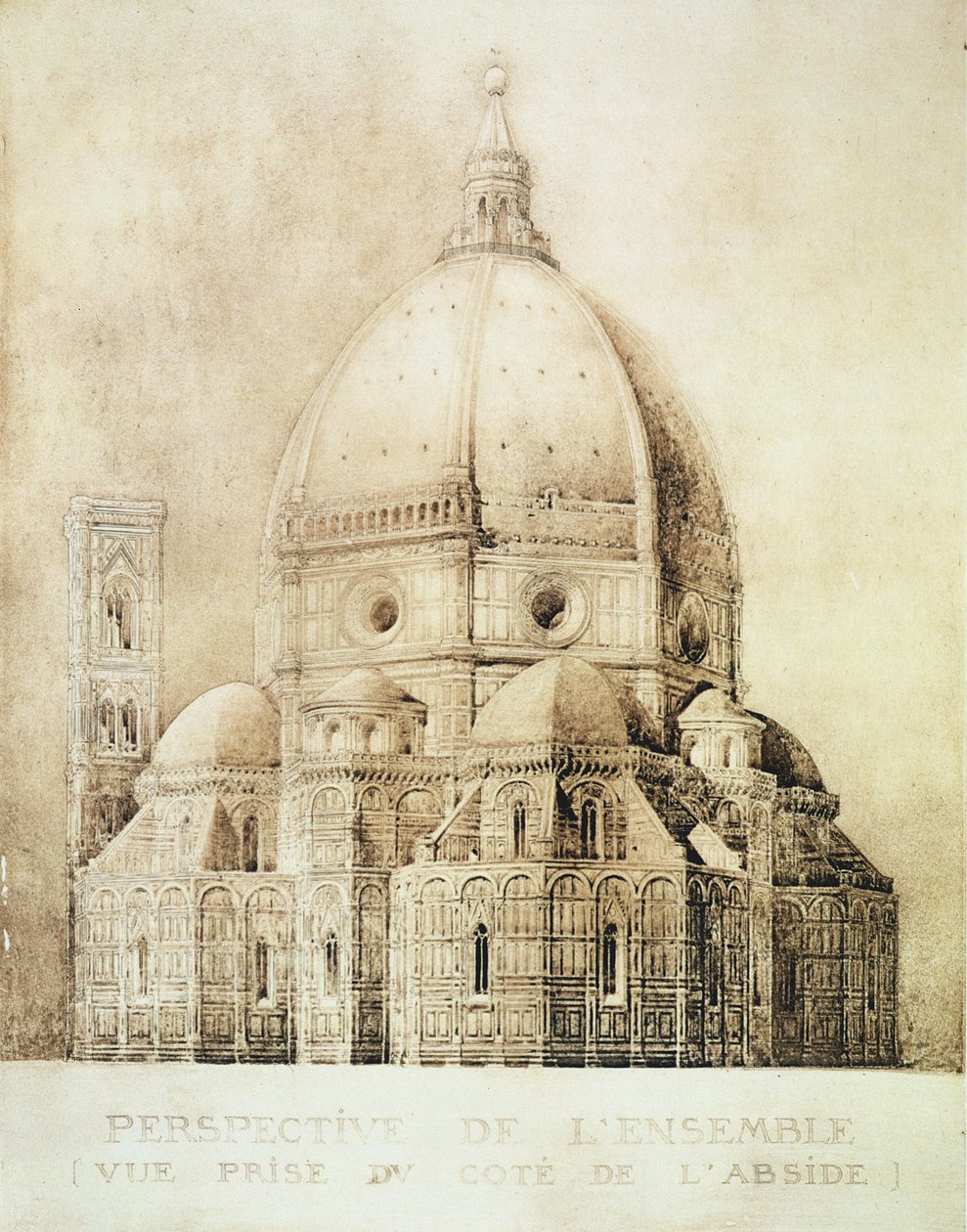Catedral de Florença do Oriente, de "Fragmentos da Arquitetura da Idade Média e do Renascimento", volume II, gravada por Jules Adolphe Chauvet (n.1828) (litografia) de Eugene Duquesne