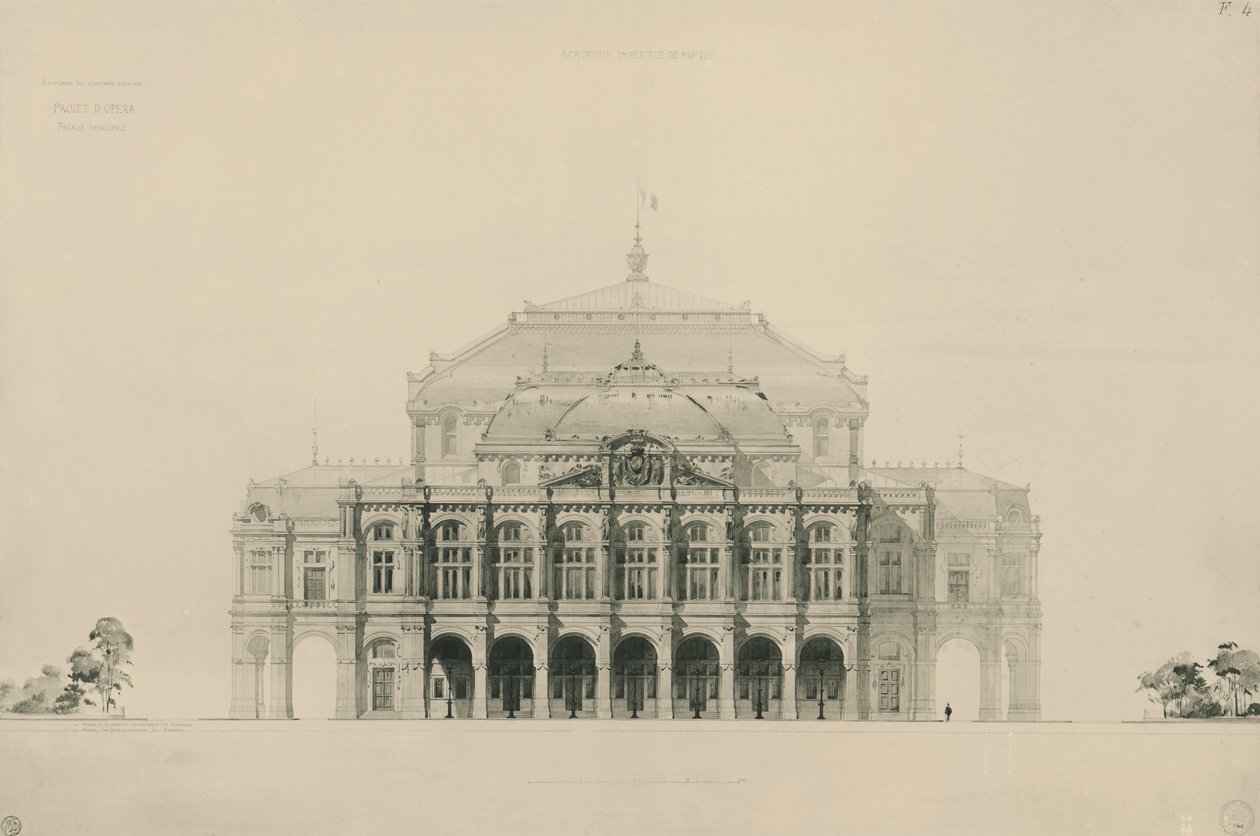 França, Paris, Projetos apresentados por Viollet le Duc em concurso para a construção da nova casa de ópera de Paris de Eugene Emmanuel Viollet le Duc