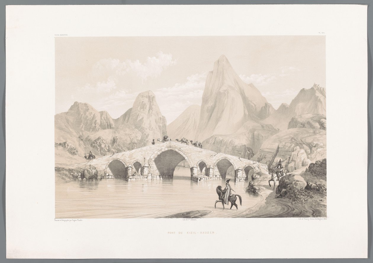 Ponte Pol-e Dokhtar Pont du Kizil-Hauzen (título no objeto) Paisagens persas (título da série) Perse moderna (título da série) de Eugene Flandin