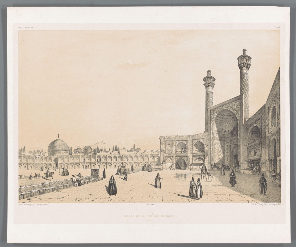 Entrada na mesquita de sexta-feira de Isfahan
Entrée de la grande mesquita Ispahan (título sobre o objecto)
Paisagens persas (título da série)
Perse moderne (título da série) de Eugene Flandin