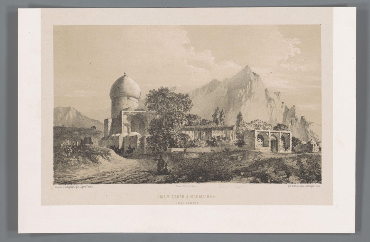 Vista de Imamzadeh Komijan no Iraque-i Ajaman
Imâm Zadeh à Koumichâh (Iraq Adjemi) (título sobre o objecto)
Paisagens persas (título da série)
Perse moderne (título da série) de Eugene Flandin