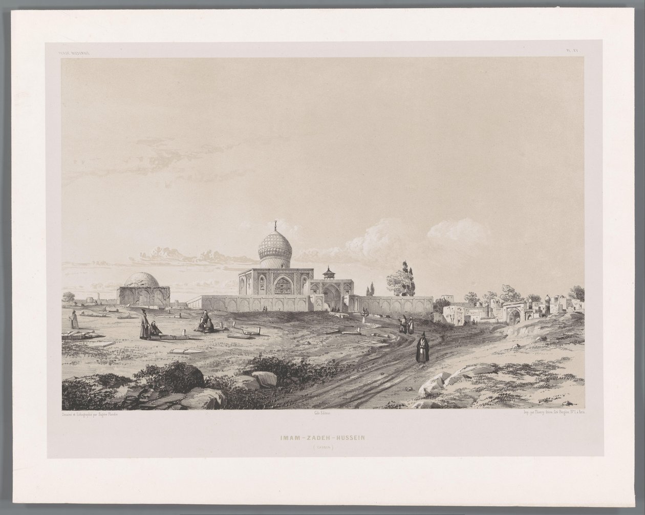 Imamzadeh de Hussein em Qazvin
Imam-Zadeh-Hussein (Casbin) (título sobre o objecto)
Paisagens persas (título da série)
Perse moderno (título da série) de Eugene Flandin