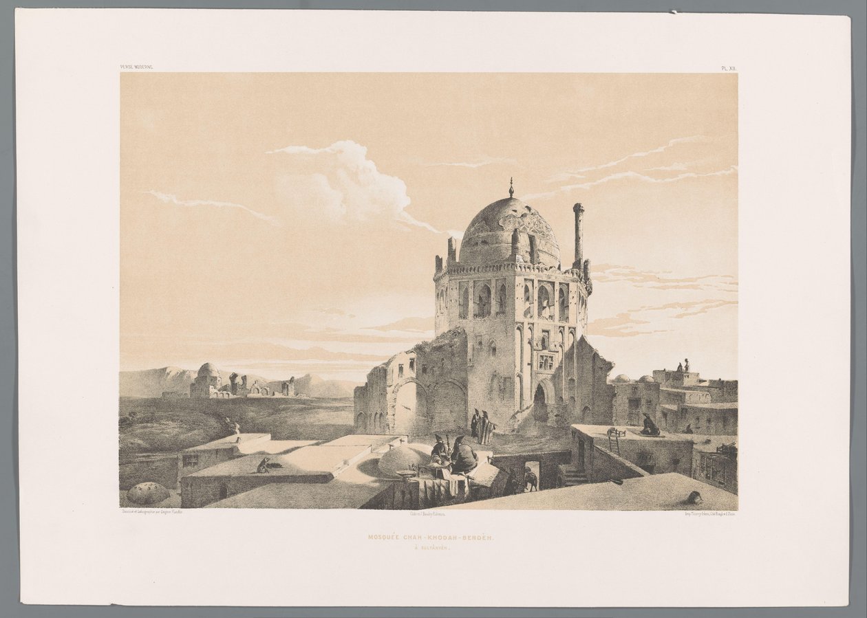 Shah Khoda moskee em Soltaniyeh
Mosquée Chah-Khodah-Bendèh à Sultânyèn (título sobre o objecto)
Perzische landschappen (título da série)
Perse moderne (título da série) de Eugene Flandin