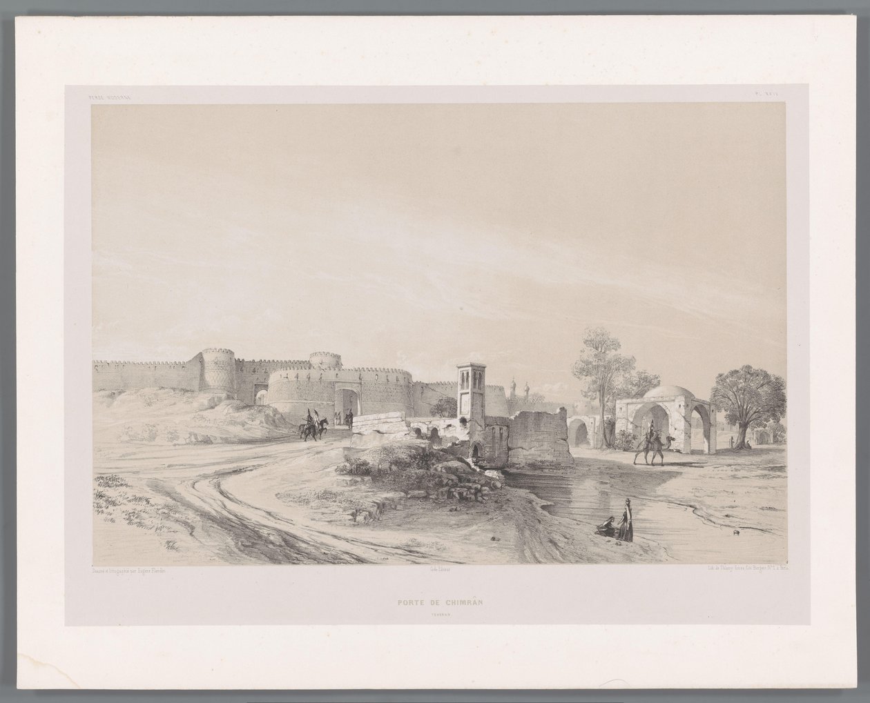 Portão Shemran em Teerã Porte de Chimran Teerã (título no objeto) Paisagens persas (título da série) Perse moderna (título da série) de Eugene Flandin
