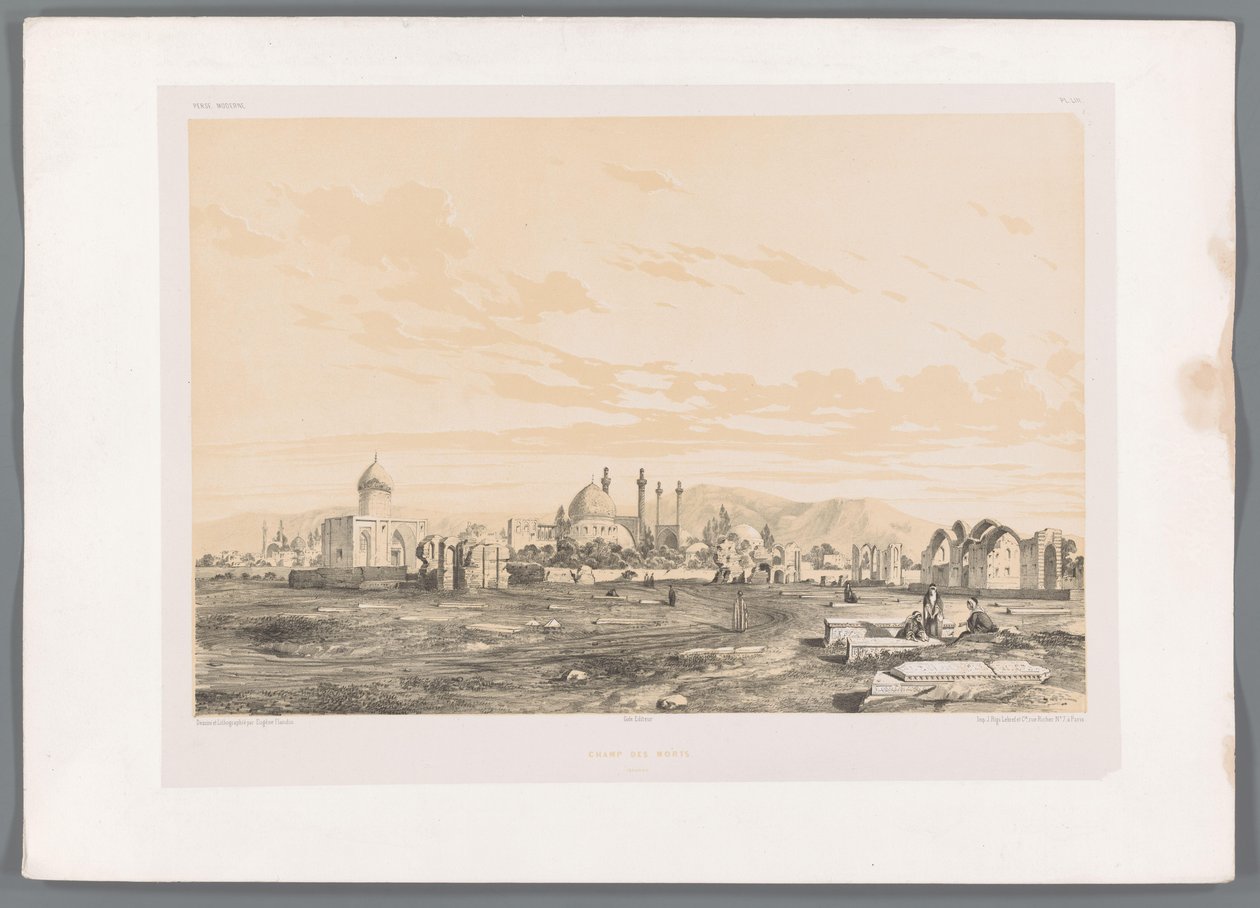 Takht-e-Foulad, cemitério em Isfahan
Champ des morts Ispahan (título sobre o objecto)
Paisagens persas (título da série)
Perse moderne (título da série) de Eugene Flandin