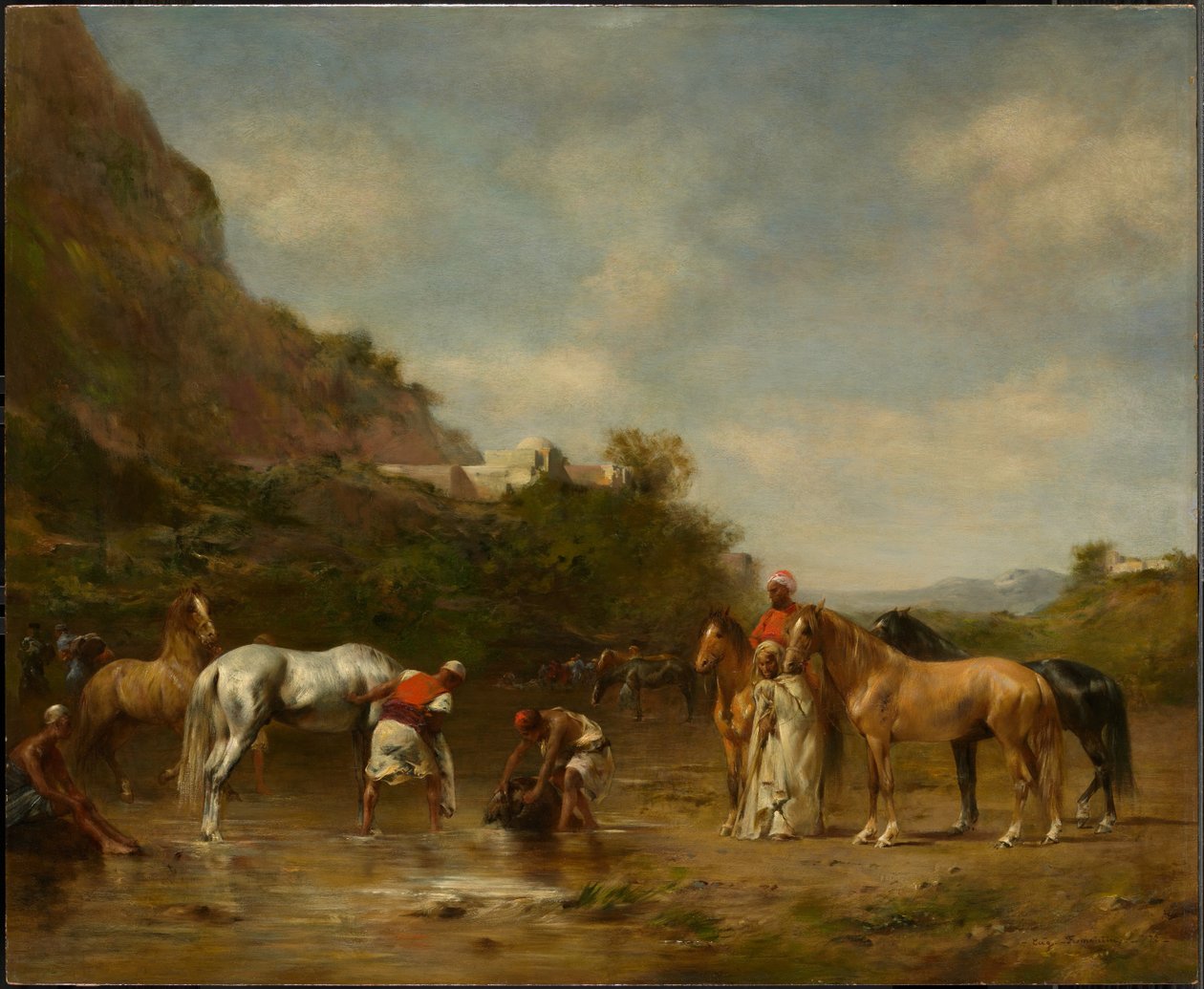 Árabes a dar de beber aos seus cavalos de Eugène Fromentin