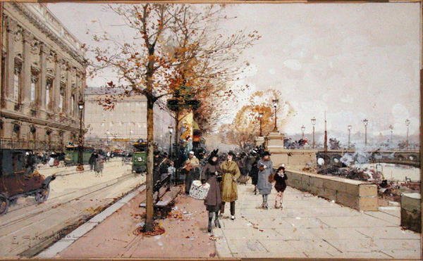 O Sena, Paris (guache sobre papel) de Eugene Galien Laloue