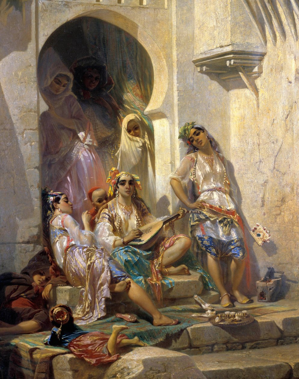 Orientalismo: Pintura "Mulheres de Argel" de Eugene Giraud (1806-1881) Século XIX. Tours, Museu de Belas Artes de Eugene Giraud