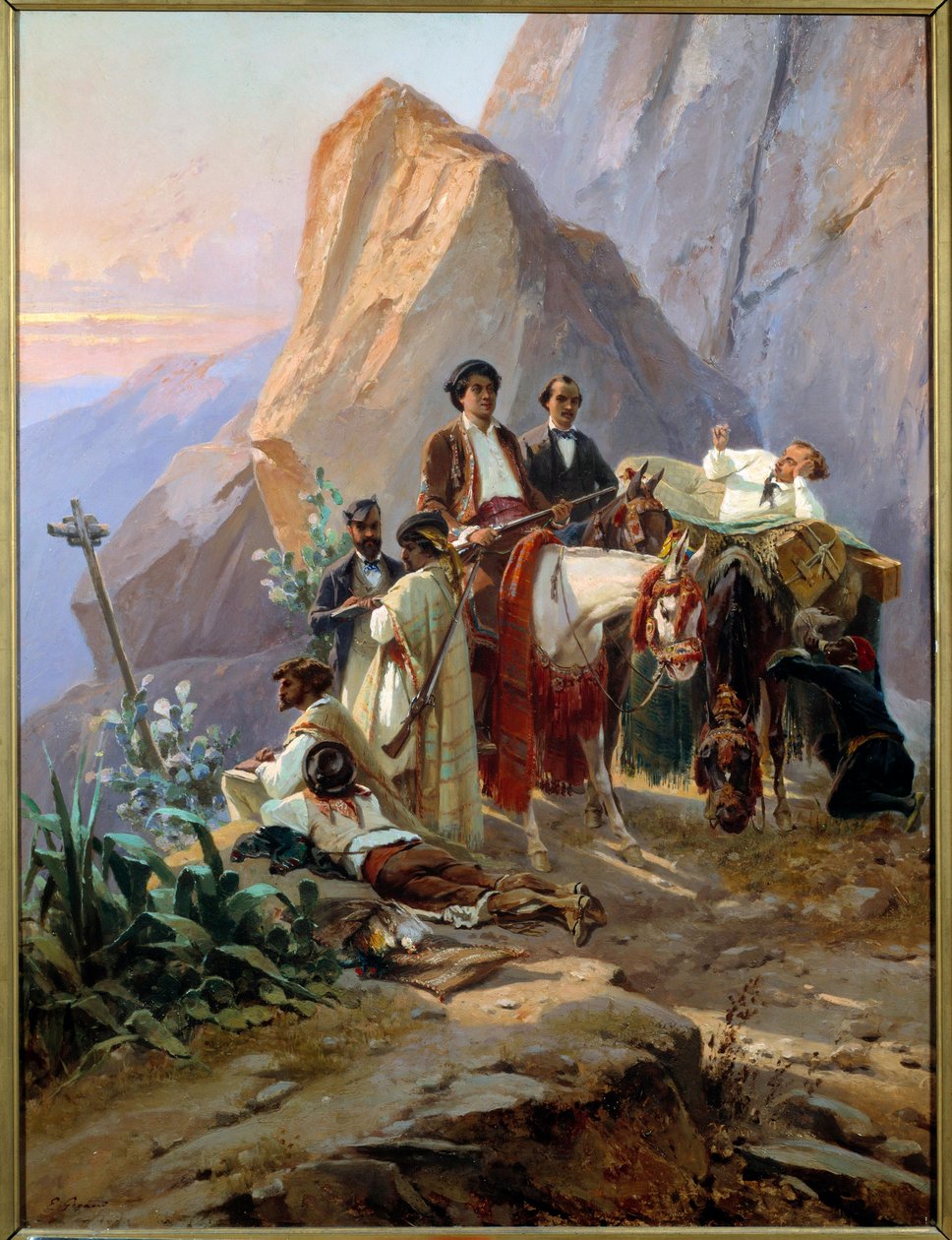 Recordação da viagem de Paris a Cádis efectuada em 1846 por Alexandre Dumas e seus amigos (óleo sobre tela) de Eugene Giraud
