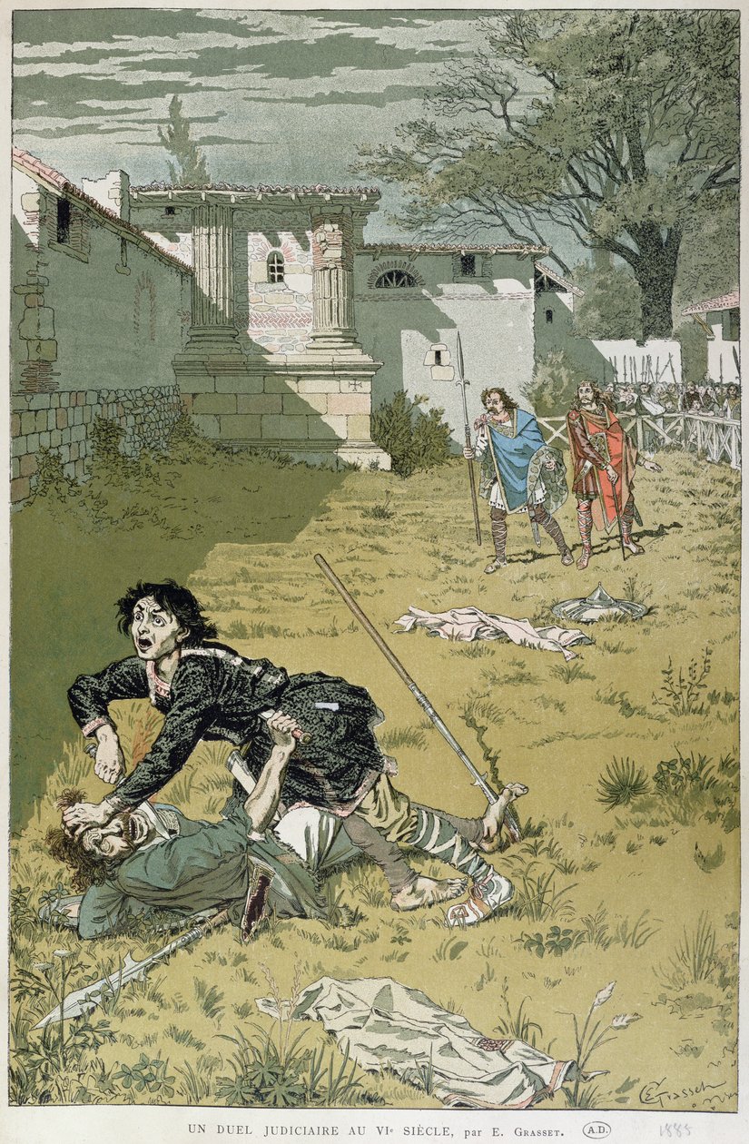 Um duelo judicial em Merovingian Times, 1888 de Eugene Grasset